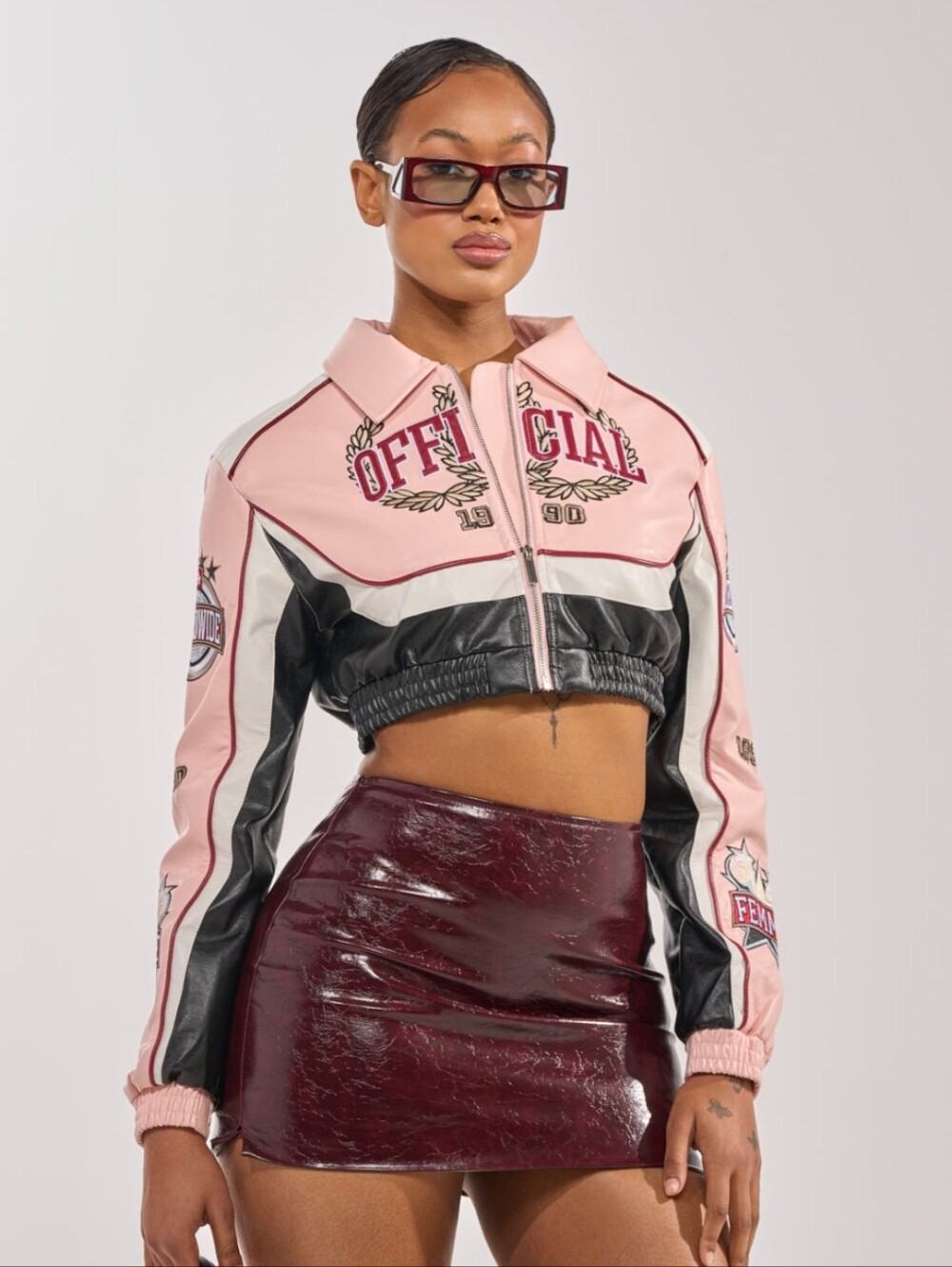 Faux Leather Crop Jacket